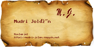 Mudri Jolán névjegykártya
